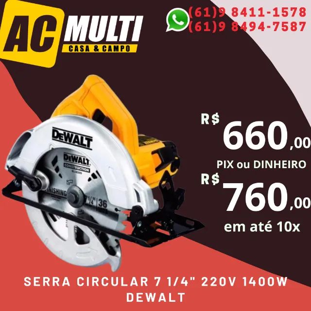 Serra Circular 7 1/4" 220v 1400w Dewalt