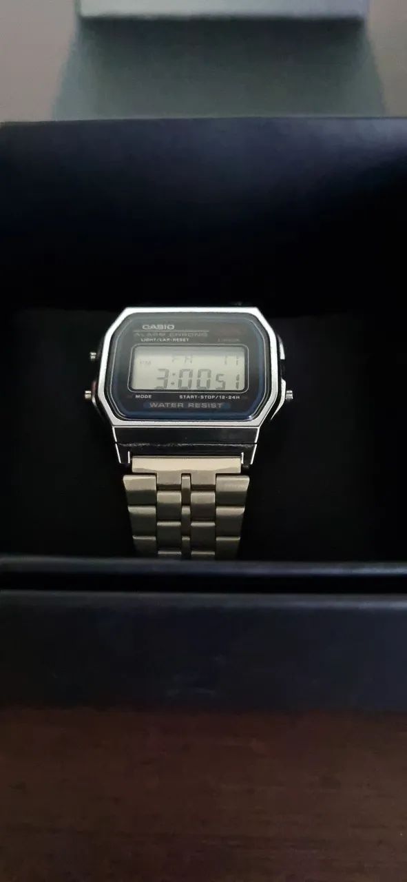 Relógio Casio Vintage A158WA Prata Digital Original - Com Caixa, Funcionando - Foto 2