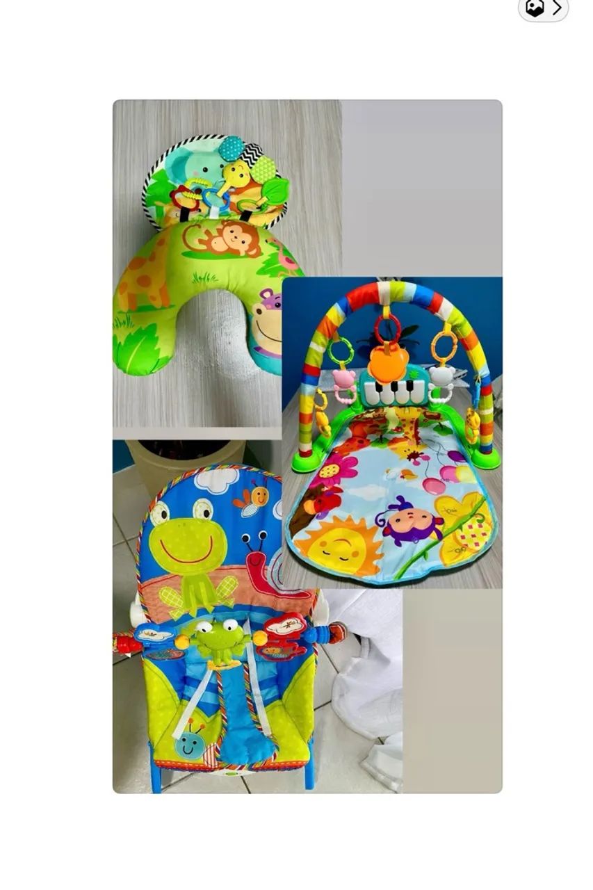 Cadeira balanço e kit bebê