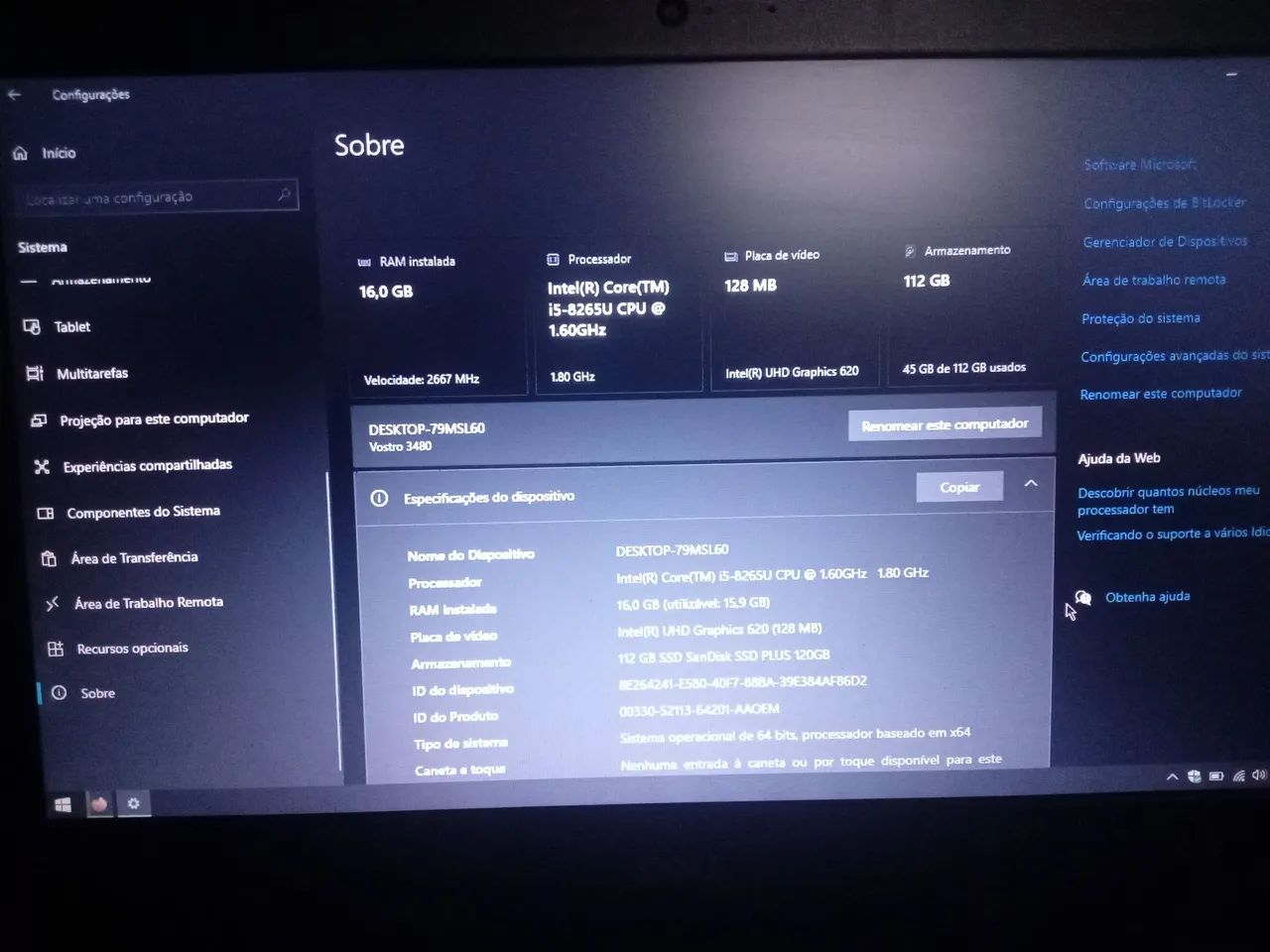 Notebook DELL I5 8TH 16GB SSD - Foto 2