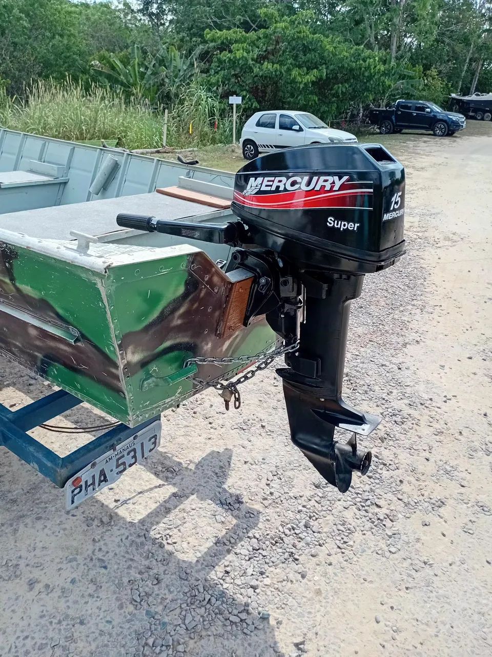 Motor de popa mercury com bote de aluminio 5 mts