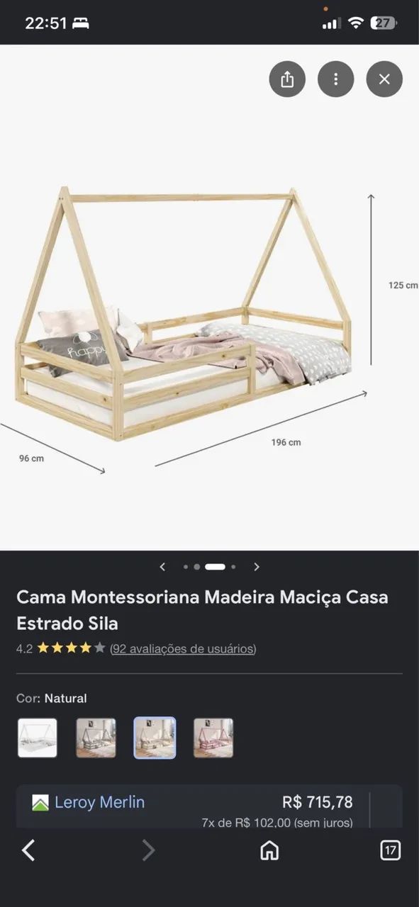 Cama montessoriana - Madeira maciça  - Foto 3