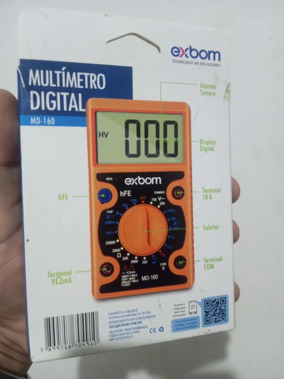 Multímetro Digital Exbom MD-160 DC/AC com Teste de Diodo e Transistor - Foto 5