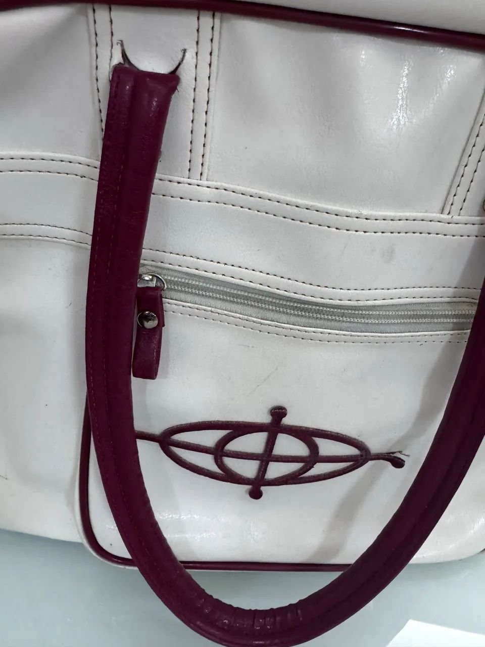 Bolsa branca em couro Trito - Foto 3