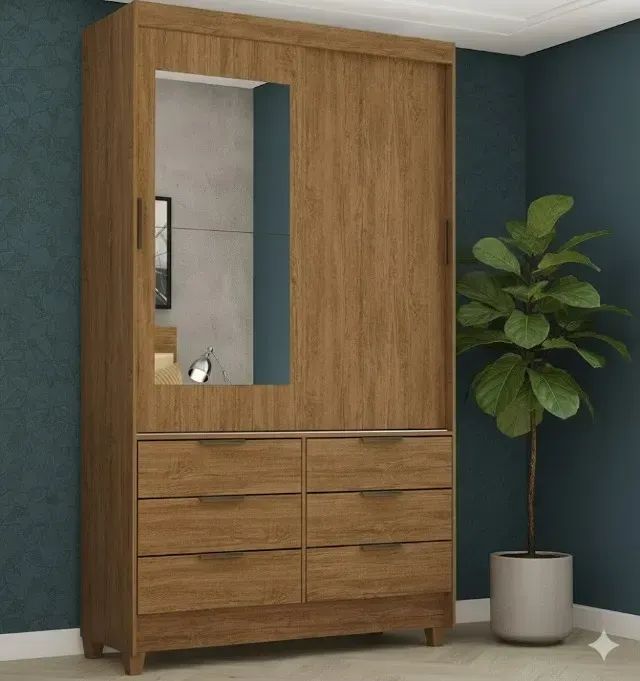 Guarda-Roupa Sevilha Cinamomo com Espelho | 6 Gavetas
