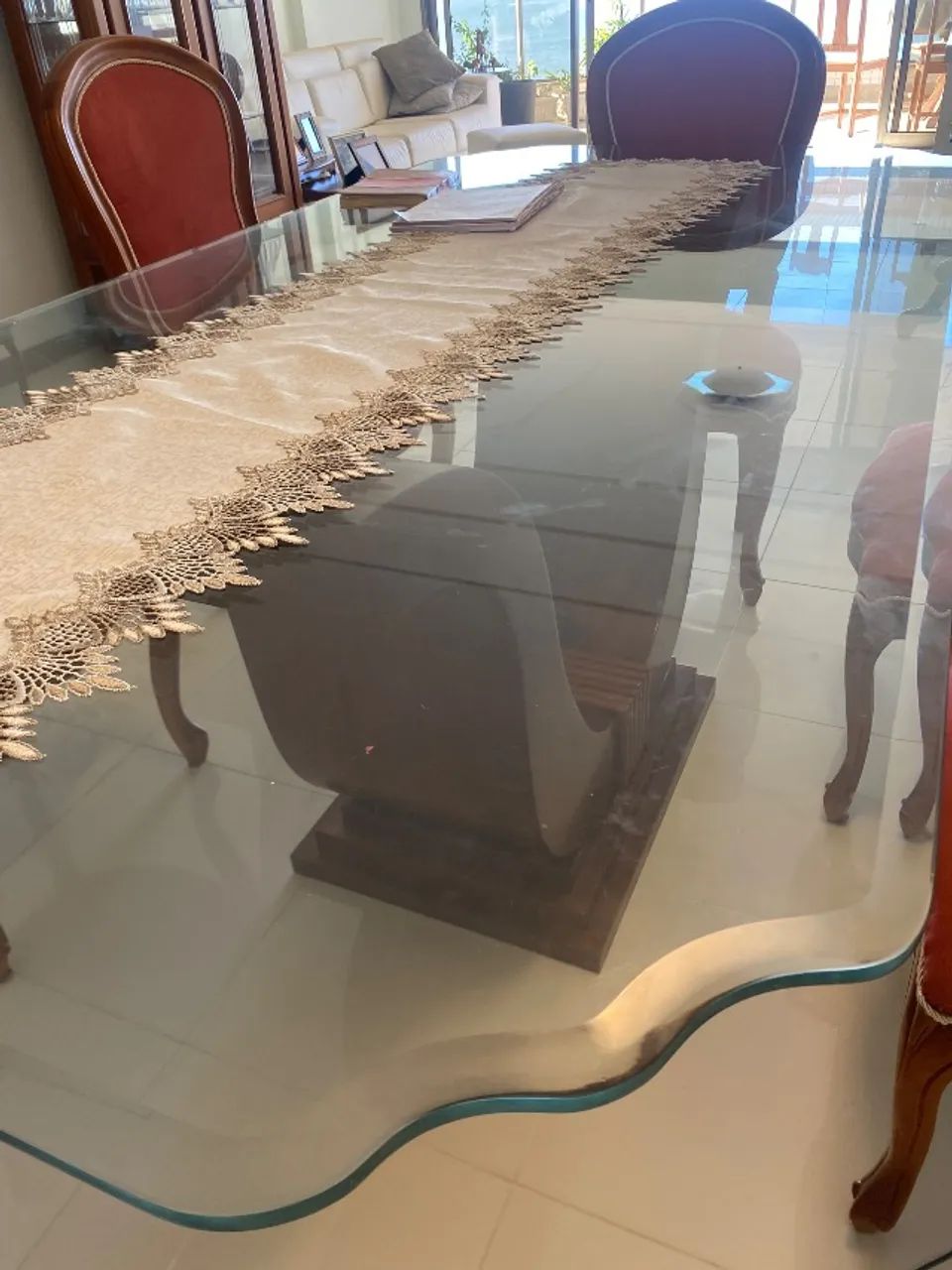 Tampo de mesa de vidro artesanal
