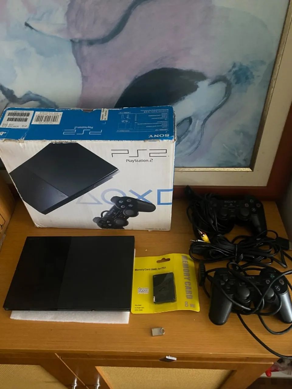 PS2 Slim com 2 controles NA CAIXA - Foto 2