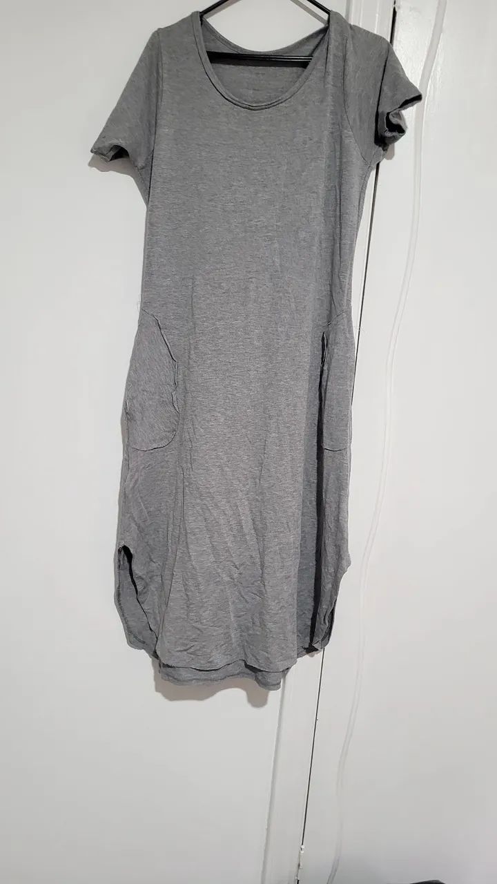 Vestido em malha moletom g cinza