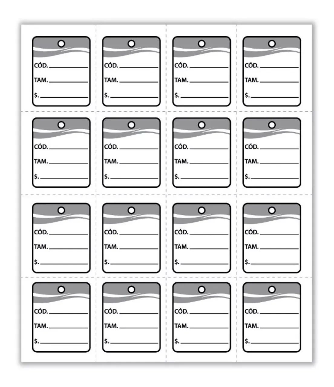 etiquetas para roupa tag de precificação 30x38 mm com 1000 mil und - cinza