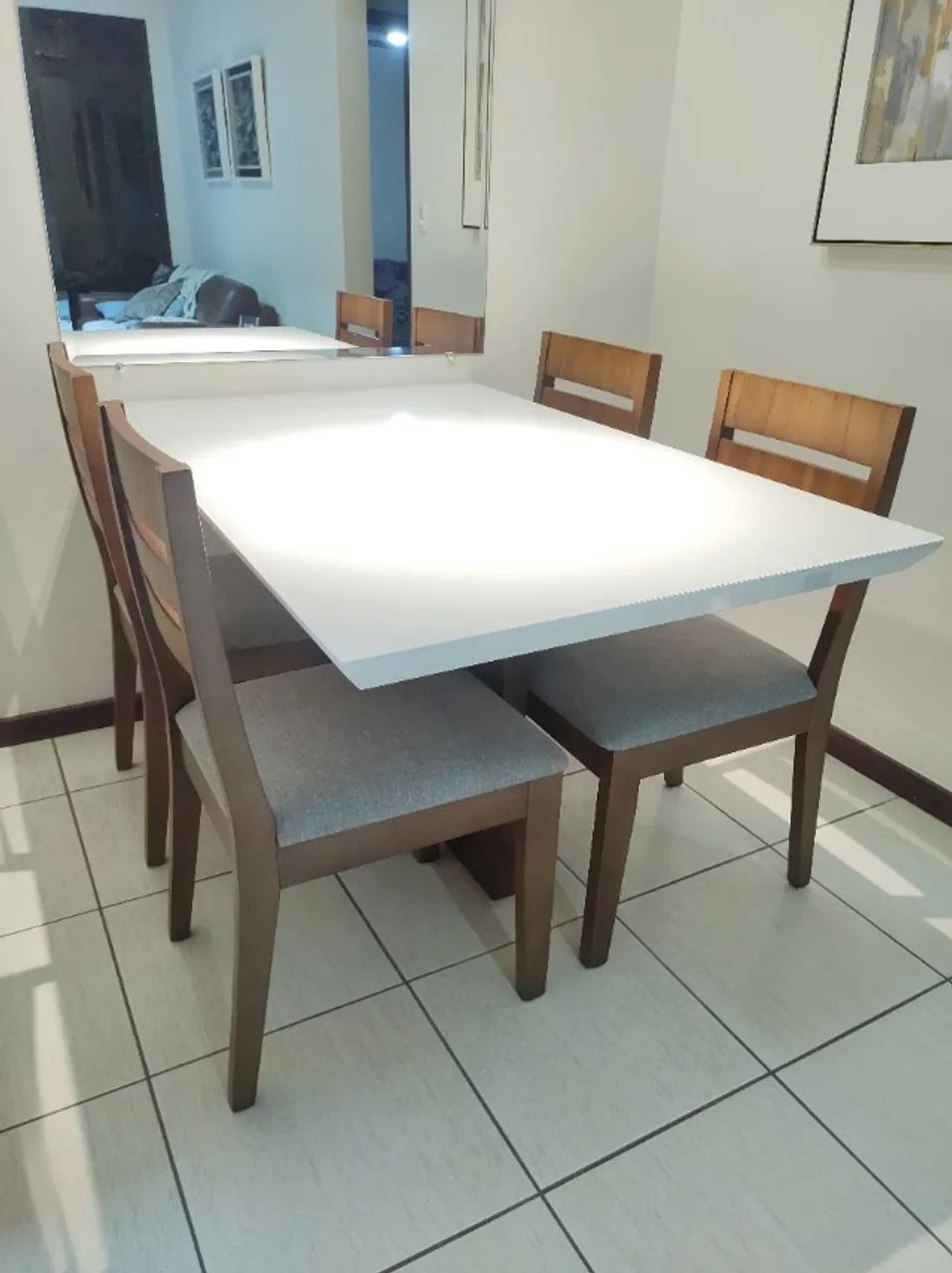 Conjunto mesa de jantar retangular