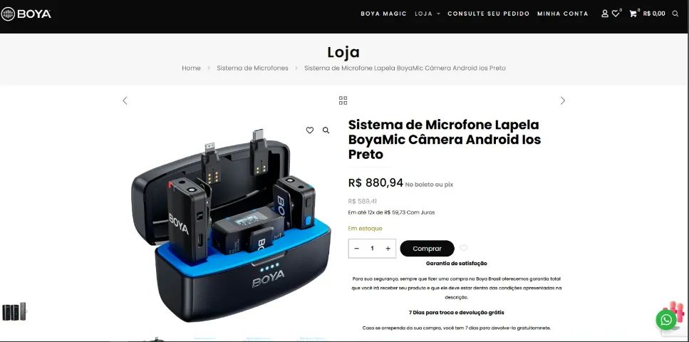 Microfone sem fio de lapela Boya COMPLETO - Foto 3