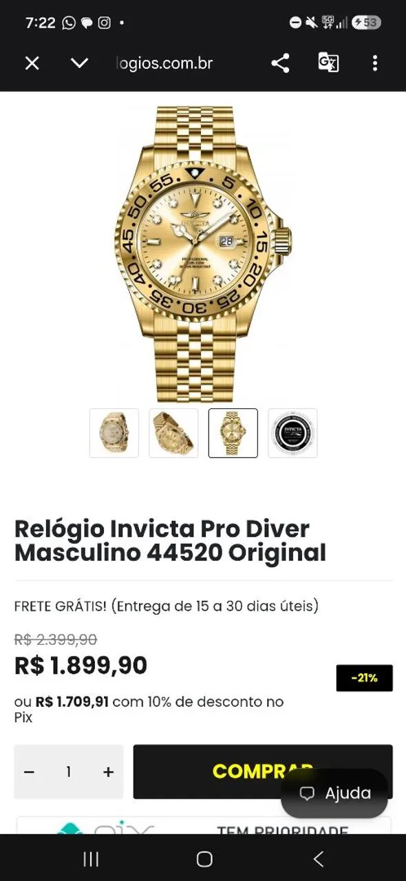 Relógio Invicta Gold