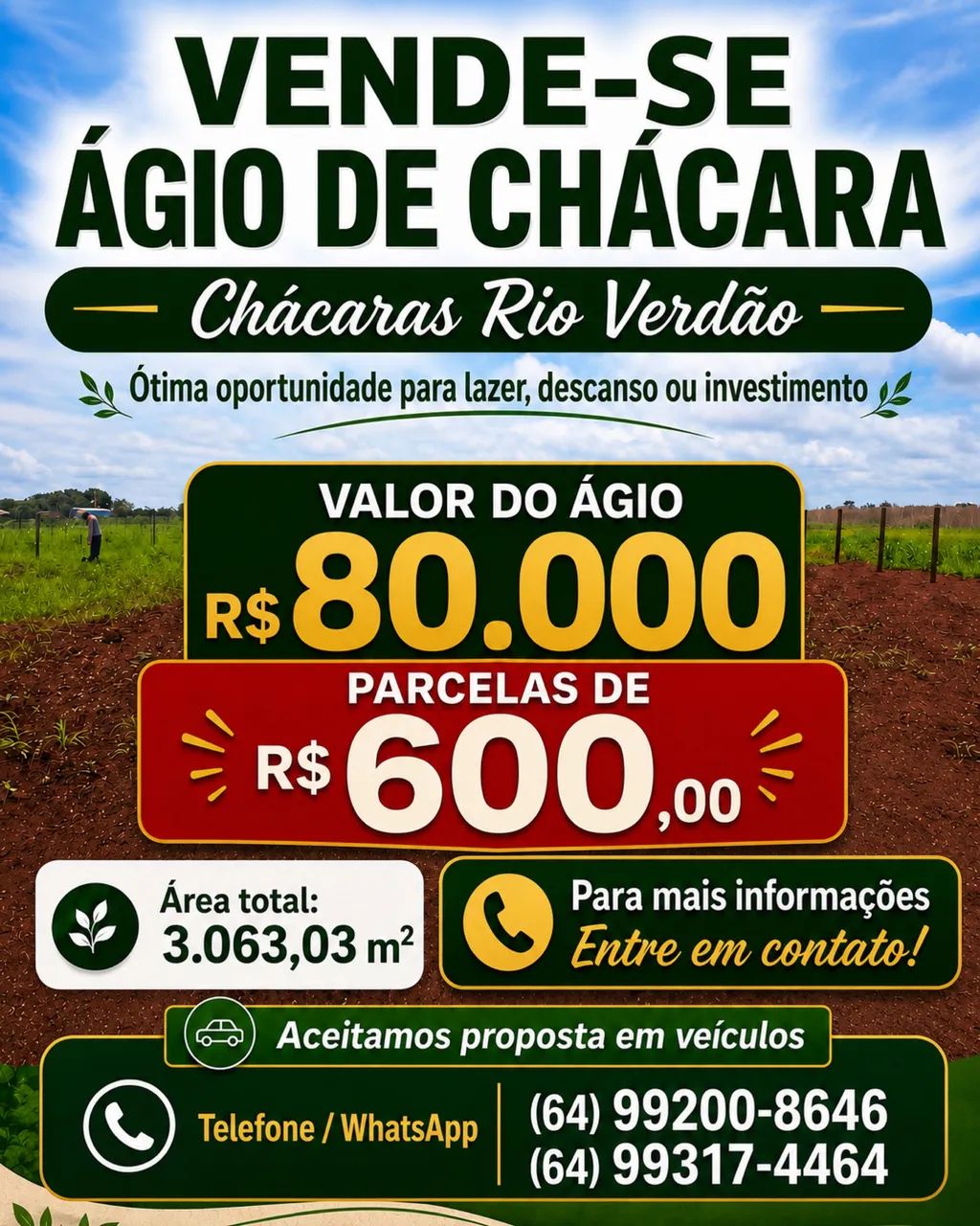 Ágio de Chácaras no Rio Verdão