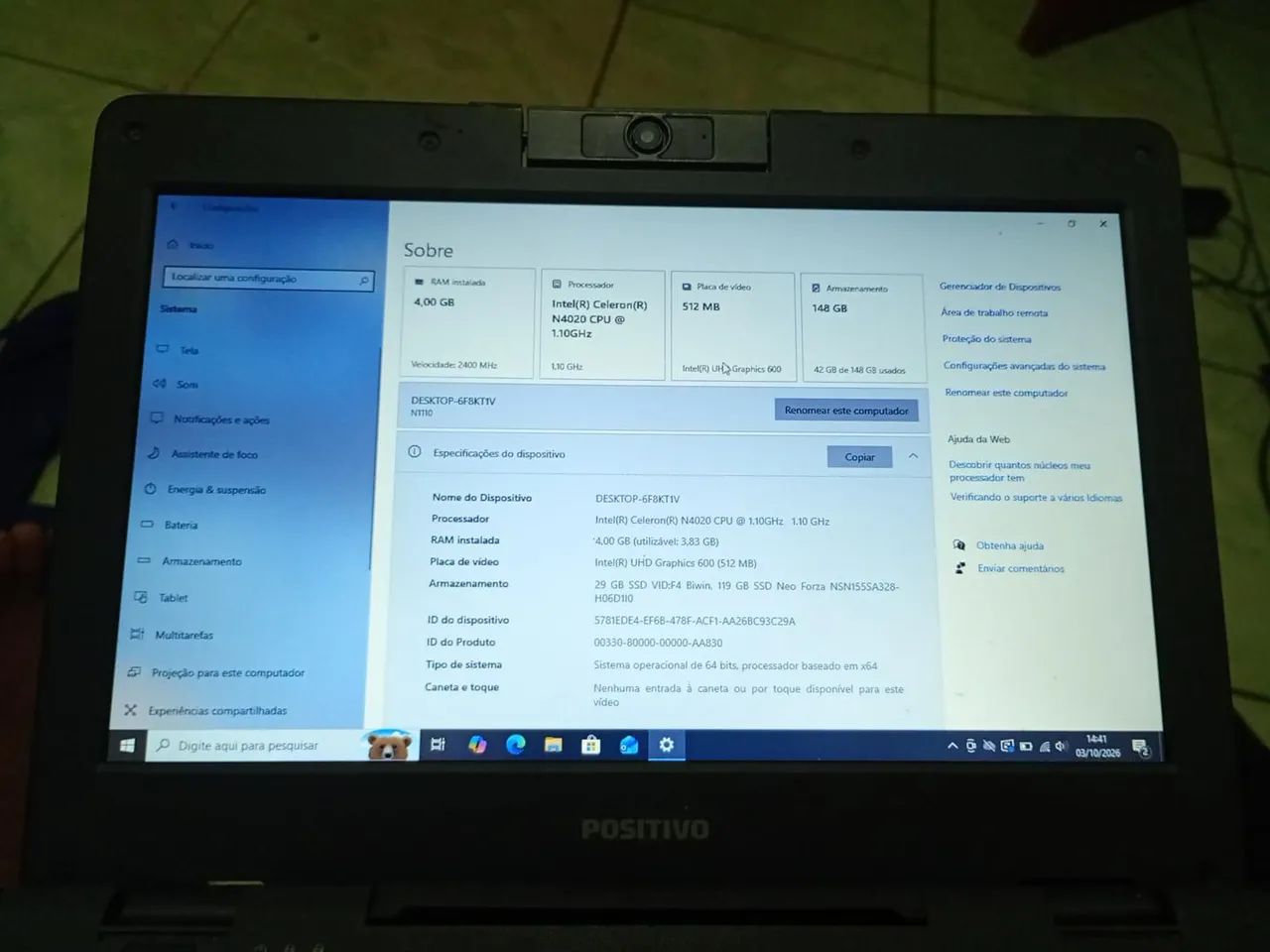 Notebook com ssd nvme