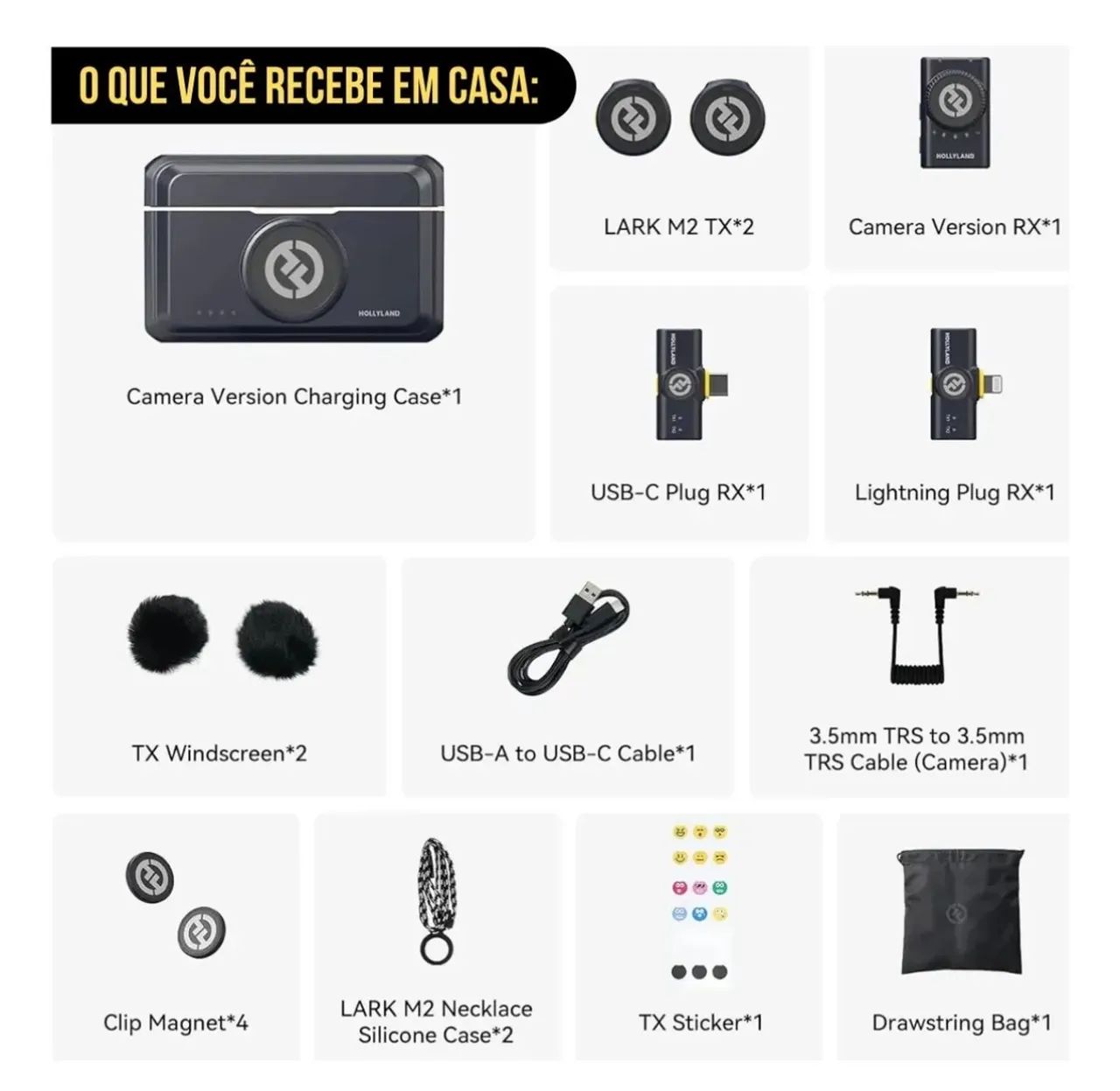 Hollyland Lark M2 Combo Lacrado Microfone Duplo USB C Lightning - Foto 2