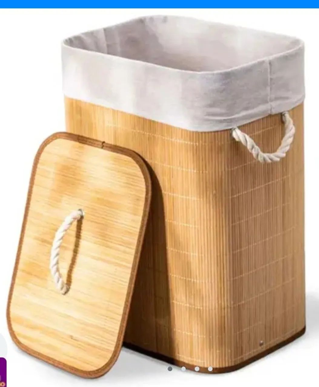 Cesto de roupas de bambu  - Foto 4