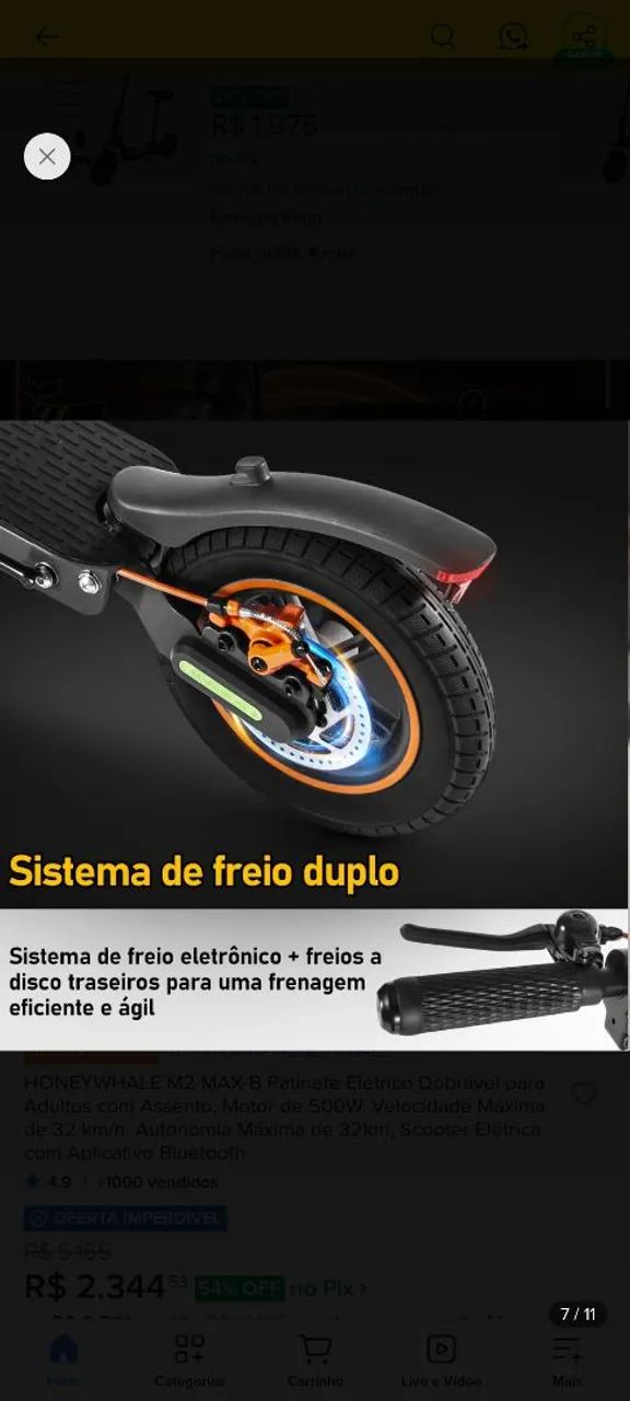  PATINETE ELÉTRICO COMPLETO NOVO - Foto 3