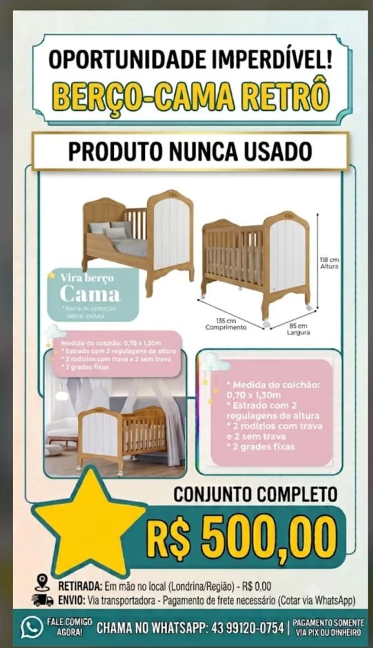 Berço infantil padrão americano