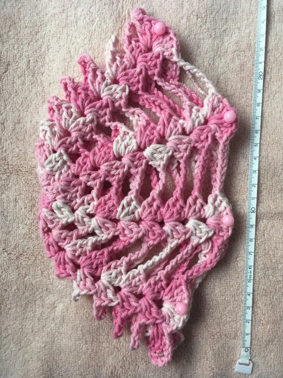 Headpiece / Touca de Crochê Rosa Mesclado com Mix de Pérolas - Foto 4