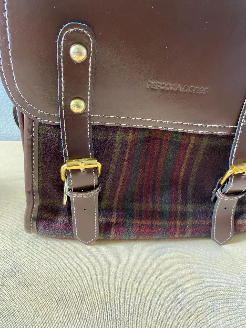 Centro de Estância vendo Mochila estilo inglês de tecido Tartan - Foto 5