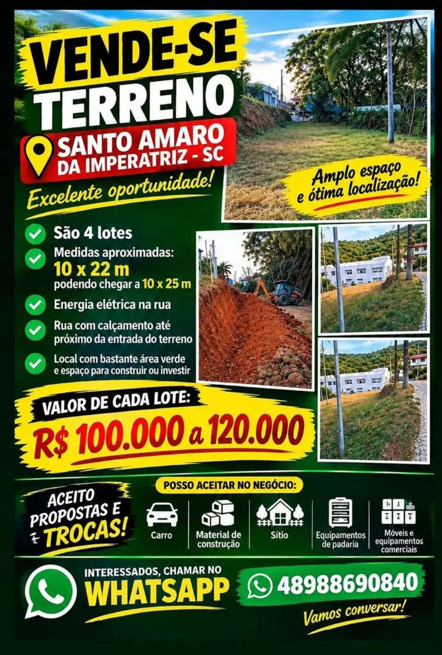 Vende-se Terreno 4 lotes (Aceito Propostas e Trocas)