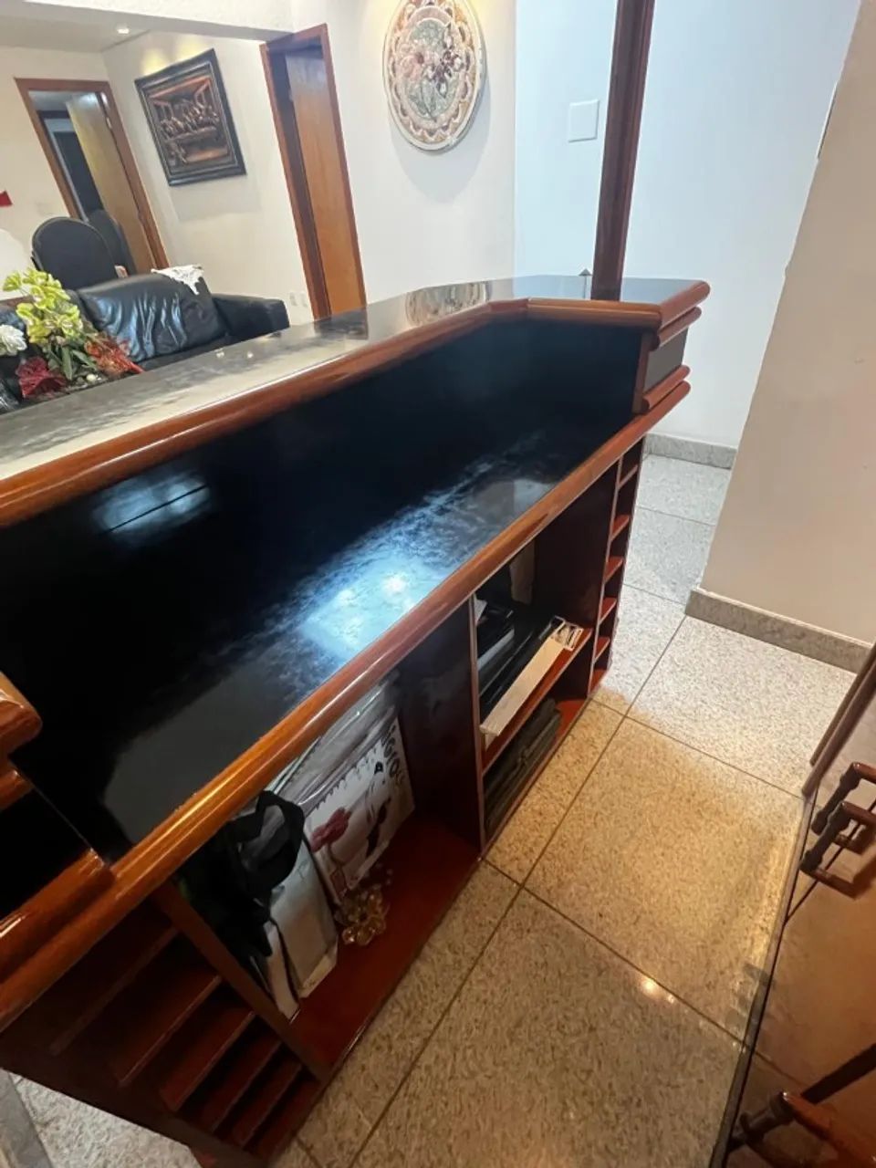 Bar de sala de Mogno + Taças de cristal + Banquetas (Perfeitamente conservado) - Foto 3