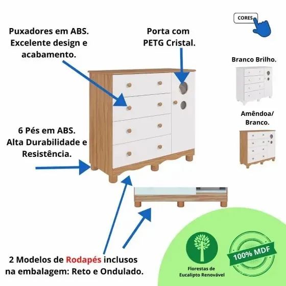 Comoda Bolinha 100% MDF - Peroba - Foto 4