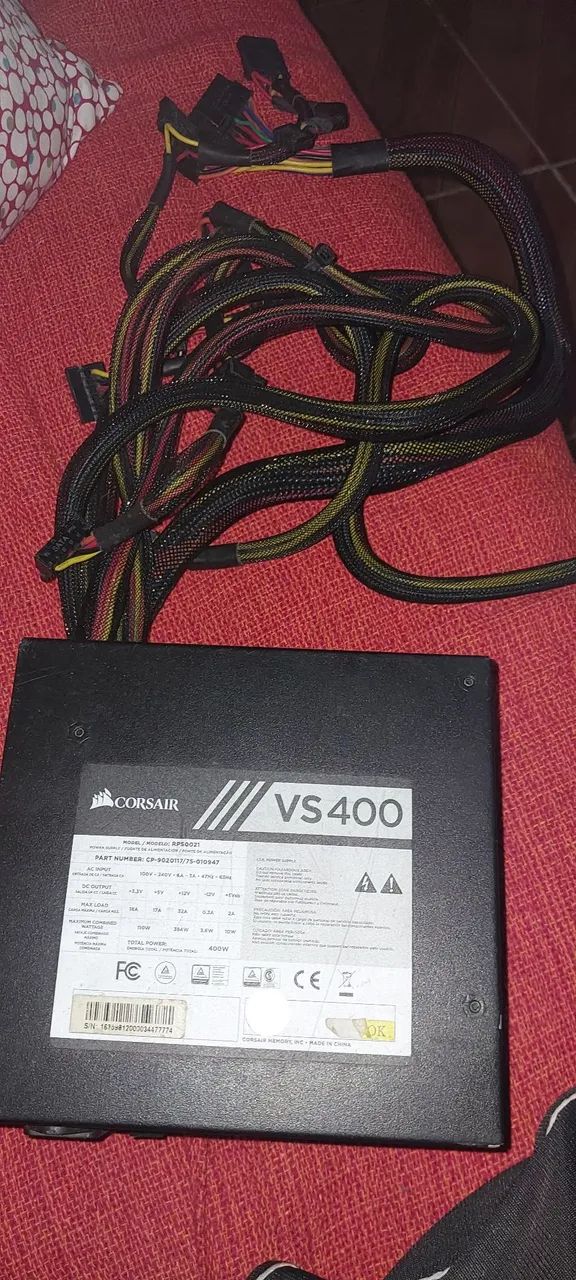 Fonte corsair VS400 80 Plus