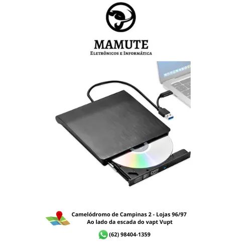 Gravador Leitor Dvd/Cd Externo Usb TipoC 3.0 Pc Notebook Mac 
