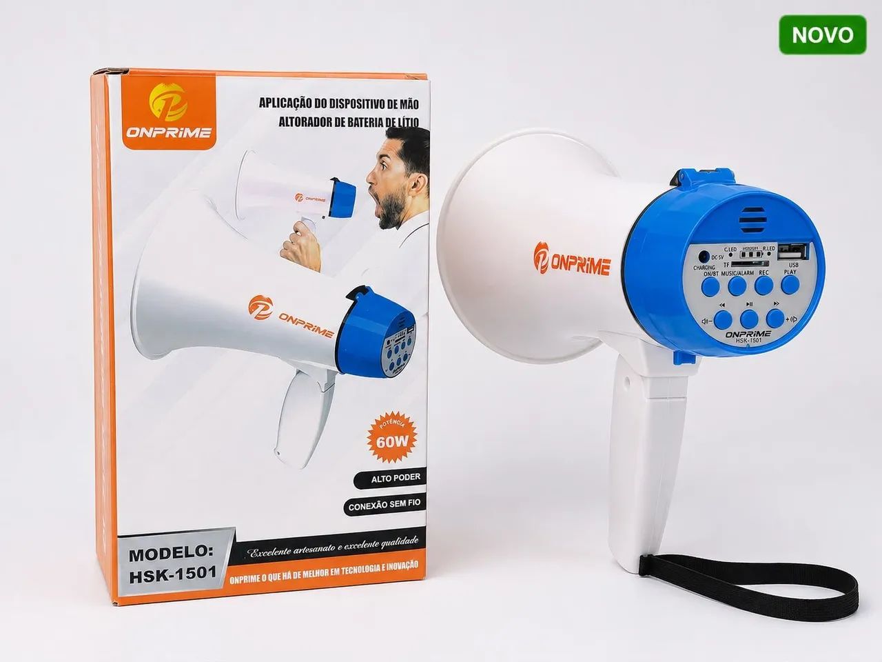 Megafone Portátil Recarregável 60W com Bluetooth e USB - Foto 2