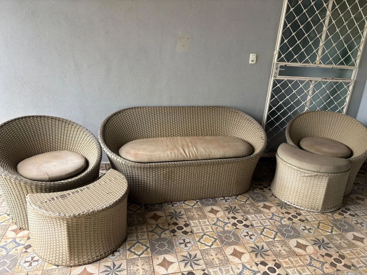 jogo de sofá de fibra sintética usado  - Foto 2