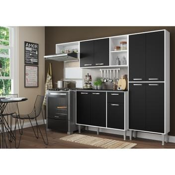 Cozinha Compacta 9 Portas Multimóveis Branco Preto - Foto 5