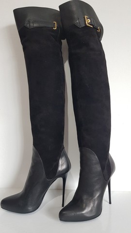 Bota Salto Alto, Cano Alto Importada Couro Legítimo Nr.36 