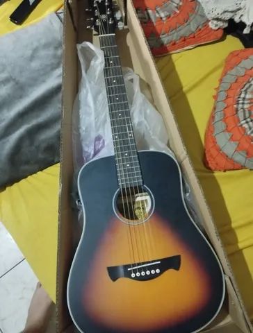 Violão novo elétrico com afinador cordas baixas otimas - Foto 4