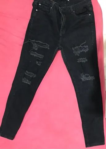 Calça jeans preta, destroyed - Foto 2