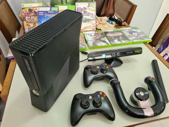 Xbox 360 - Kinect - volante - 10 jogos - Videogames - Orfãs, Ponta