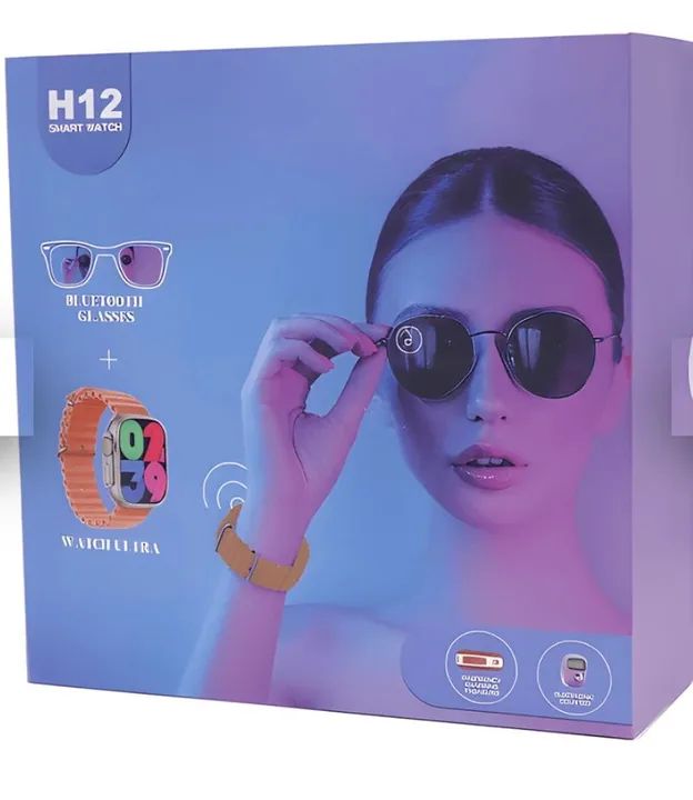 Relógio Smart Watch Ultra Feminino com Óculos Bluetooth + Power Bank - H12