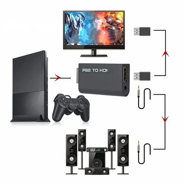 Conversor PS2 para HDMI, áudio e vídeo com porta de áudio - Foto 3