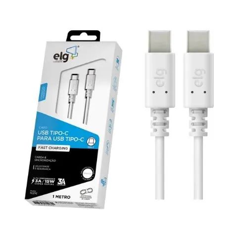 Cabo Tipo-C  Para Tipo-C 2metros TC2TC Branco ELG 1Ano Garatia 