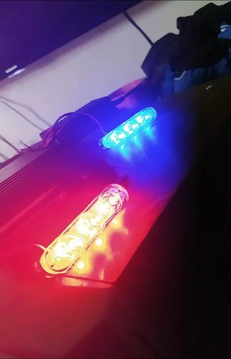 Strobo azul e vermelho 12v par automotivo 