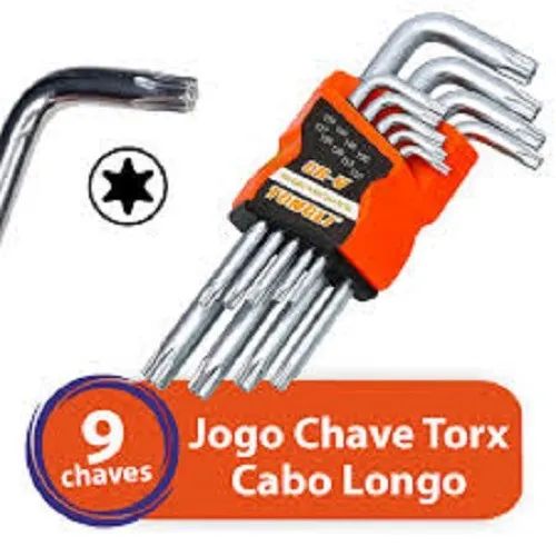 Kit Jogo 9 Chaves Torx Estrela Tipo L 