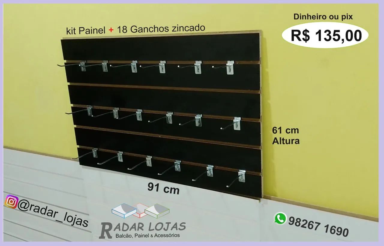 Painel canaletado Preto Novo 64962678981505123