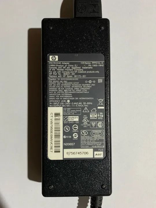 Fonte Carregador Notebook Hp 19v 4,74a 90w Pino (Original).