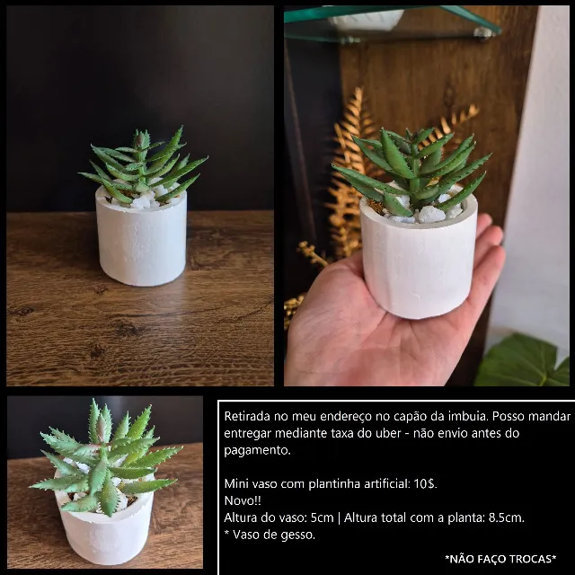 Mini vaso decorativo com plantinha artificial novo