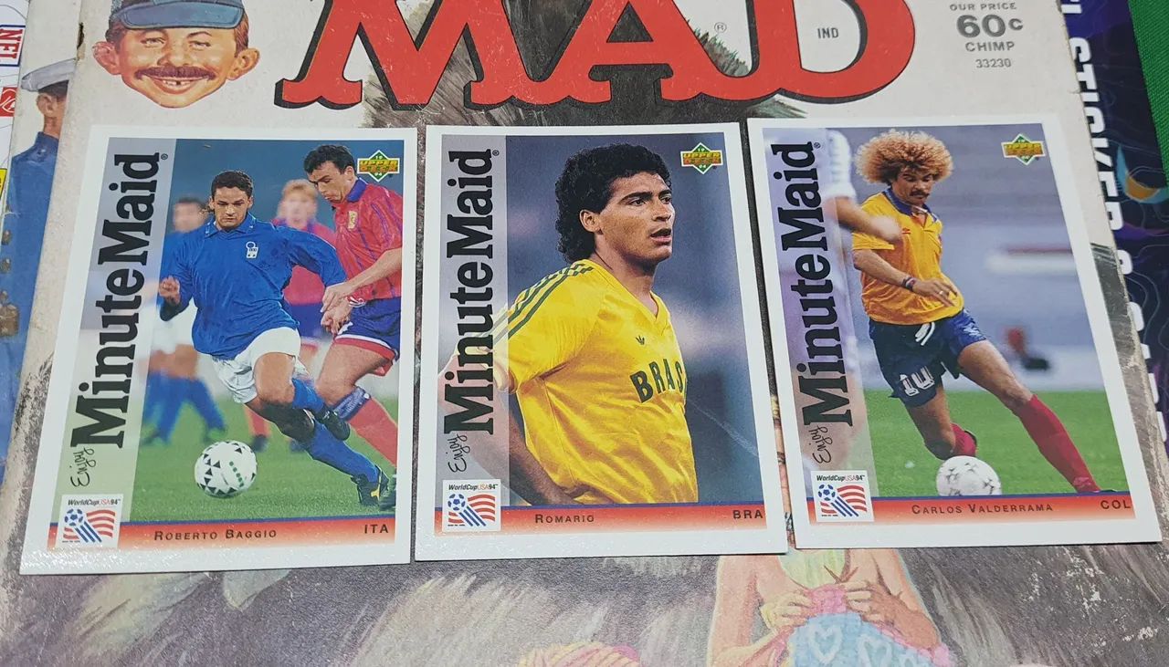3 Cards Copa de 94 Romário, Baggio e Valderrama  - Foto 3