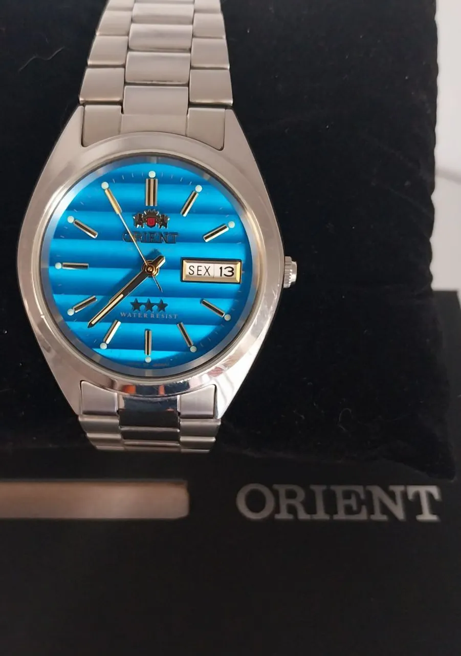 Relógio Orient 3 Estrelas Automático Azul Turquesa