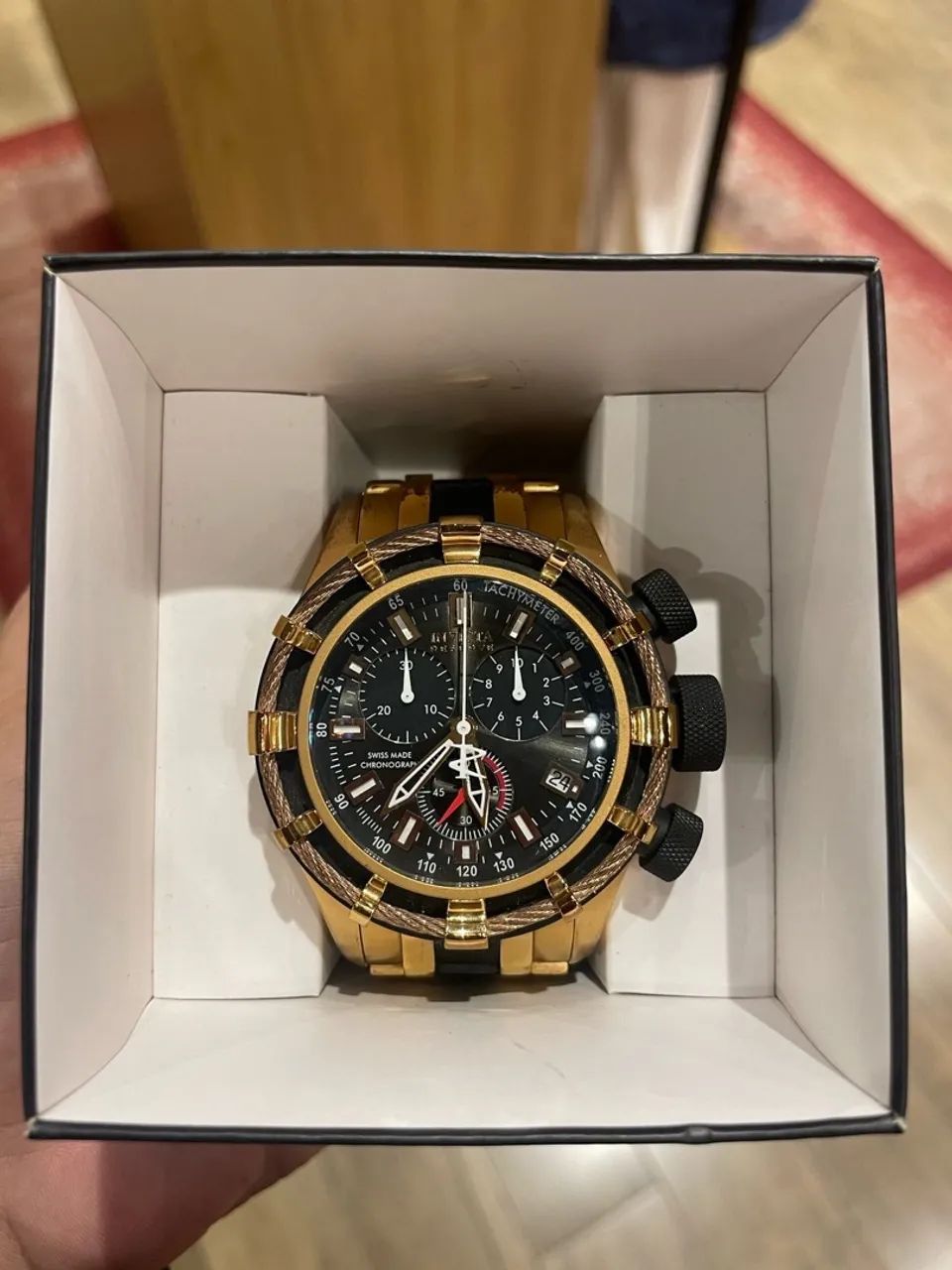 Relógio Invicta Reserve Masculino - Dourado e Preto - Foto 3