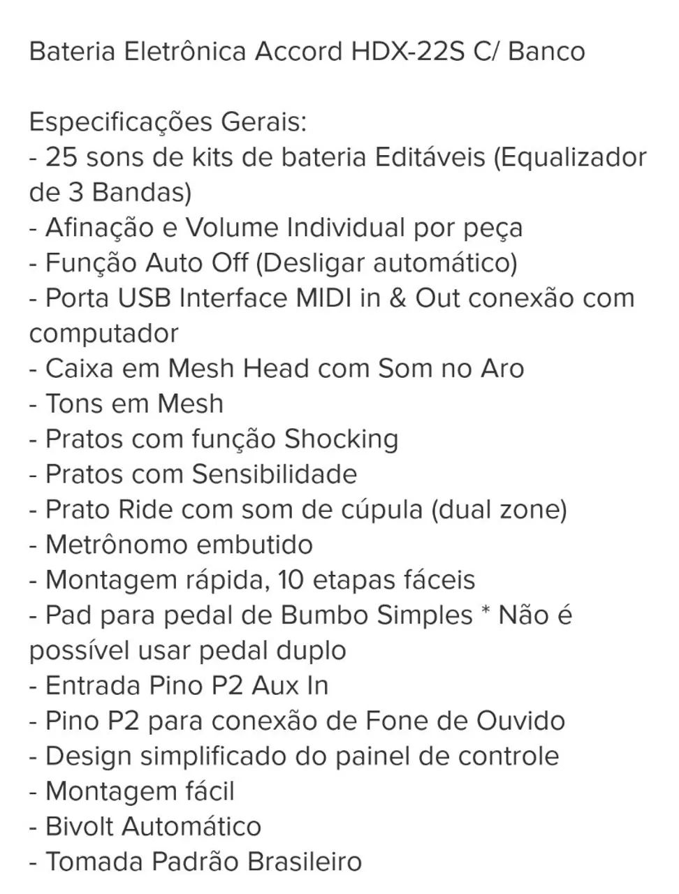 Bateria Eletrônica Accord 7 Peças com Pedal e Banco - AROMA - Foto 4