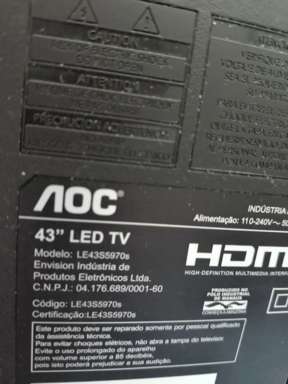 TV AOC 43 polegadas (Tela com defeito) - Foto 5
