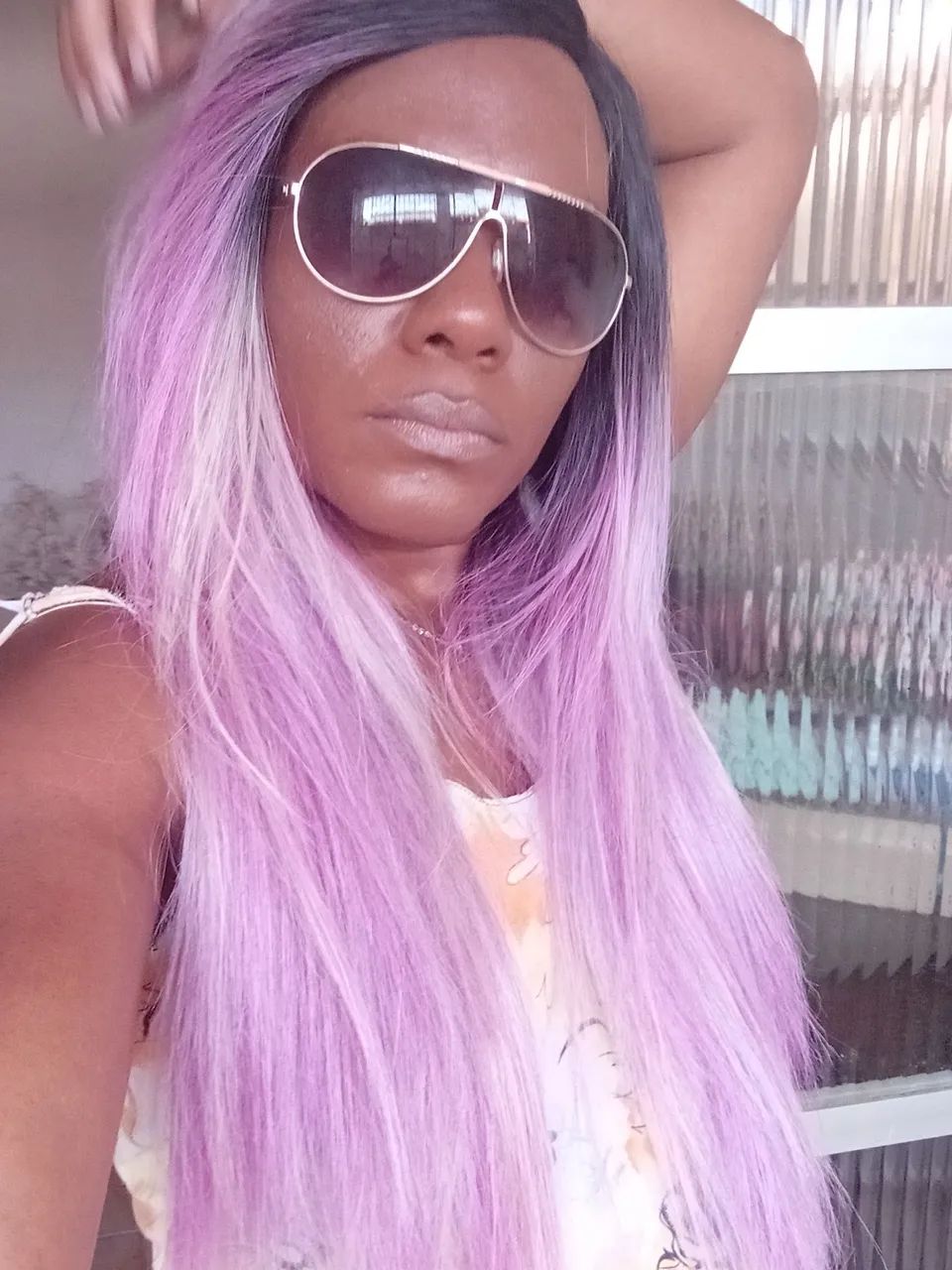 Lace front roxo/rosa longa